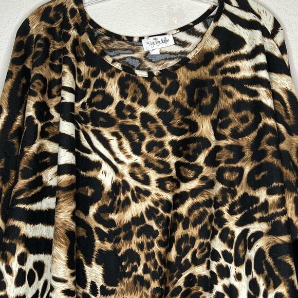 The Zig Zag Stripe Animal Print Tunic Top - Picture 2 of 7